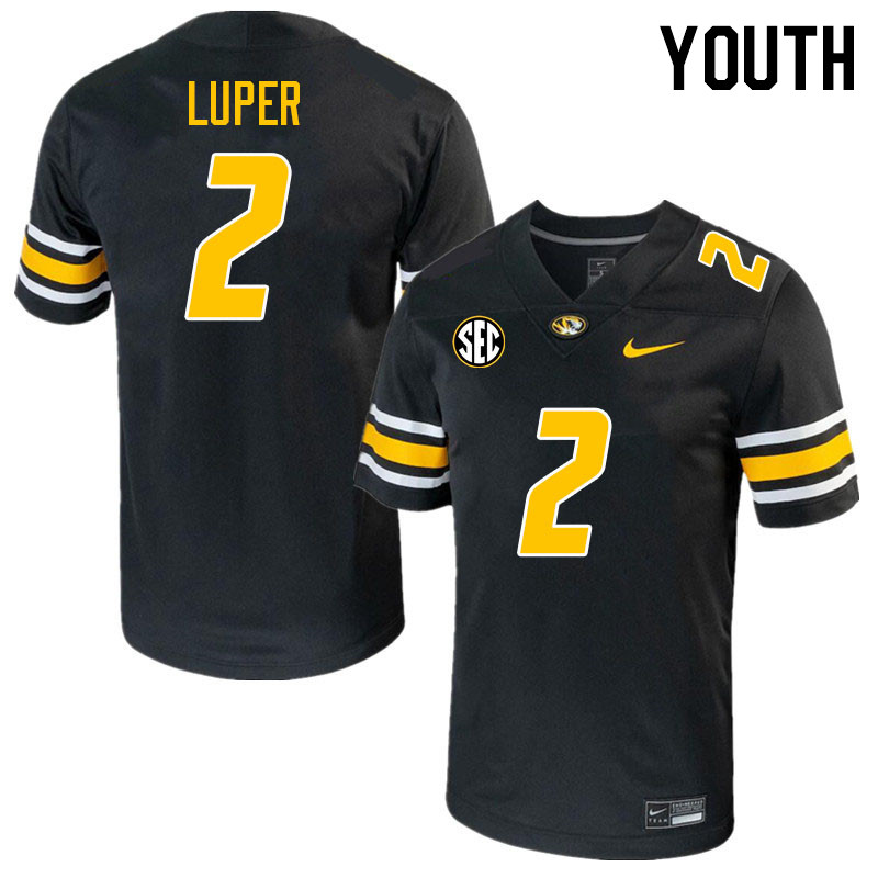 Youth #2 Chance Luper Missouri Tigers College 2023 Football Stitched Jerseys Sale-Black